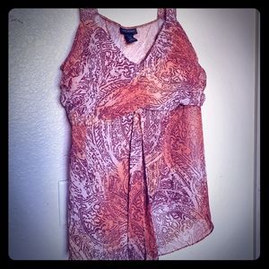 Lane Bryant sexy sheer strapped cream &brown blous